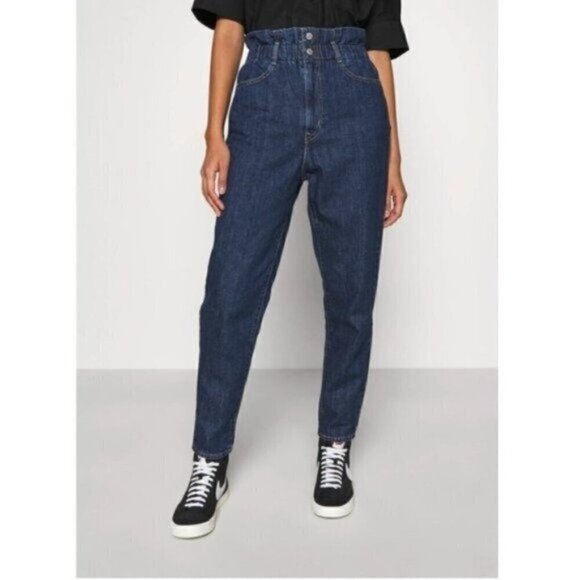 NWT Levis Paperbag Jeans Size 23 High Rise Dark Blue Wash Cropped Denim - Picture 7 of 8